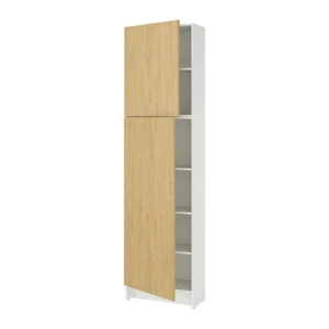 Высокий напольный шкаф - IKEA KNOXHULT/ИКЕА КНОКСХУЛЬТ, 228 см х 60 см х 31 см, белый/под беленный дуб