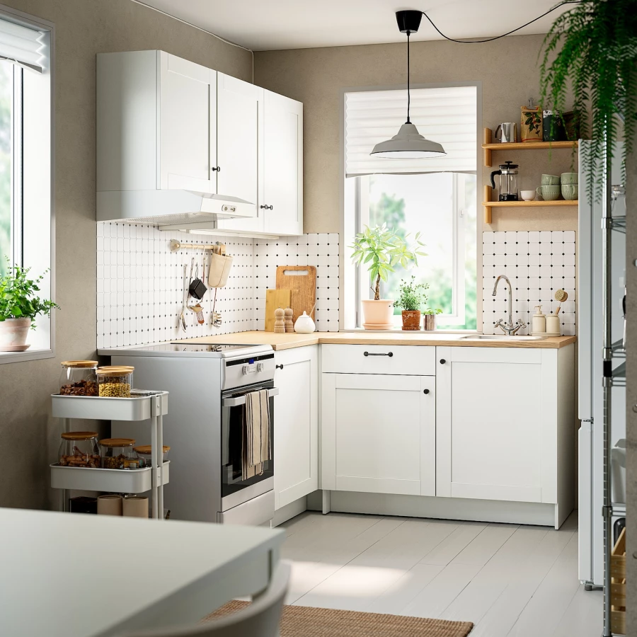 Комбинация кухонная угловая -  KNOXHULT IKEA/ КНОКСХУЛЬТ ИКЕА,, белый/под беленный дуб (изображение №2)