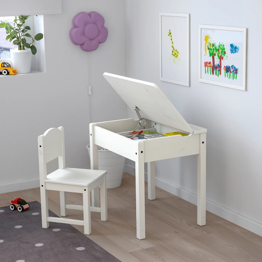Стол детский - IKEA SUNDVIK/СУНДВИК ИКЕА,  58x45 см, белый (изображение №4)