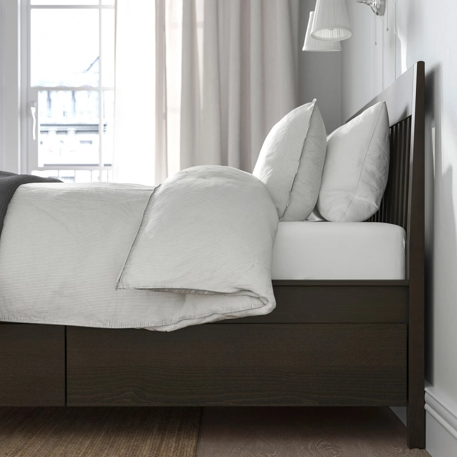 Каркас кровати с ящиками - IKEA IDANÄS/IDANAS, 200х140 см, темно-коричневый, ИДАНЭС ИКЕА (изображение №4)