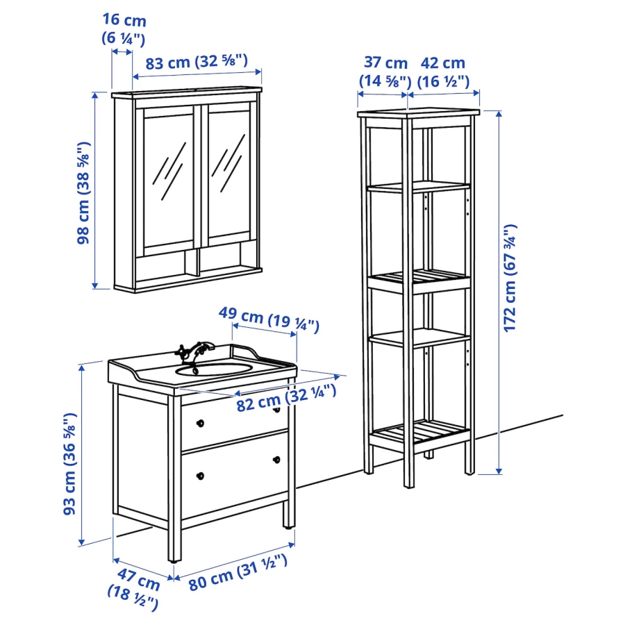 HEMNES / RÄTTVIKEN Мебель для ванной комнаты ИКЕА (изображение №5)