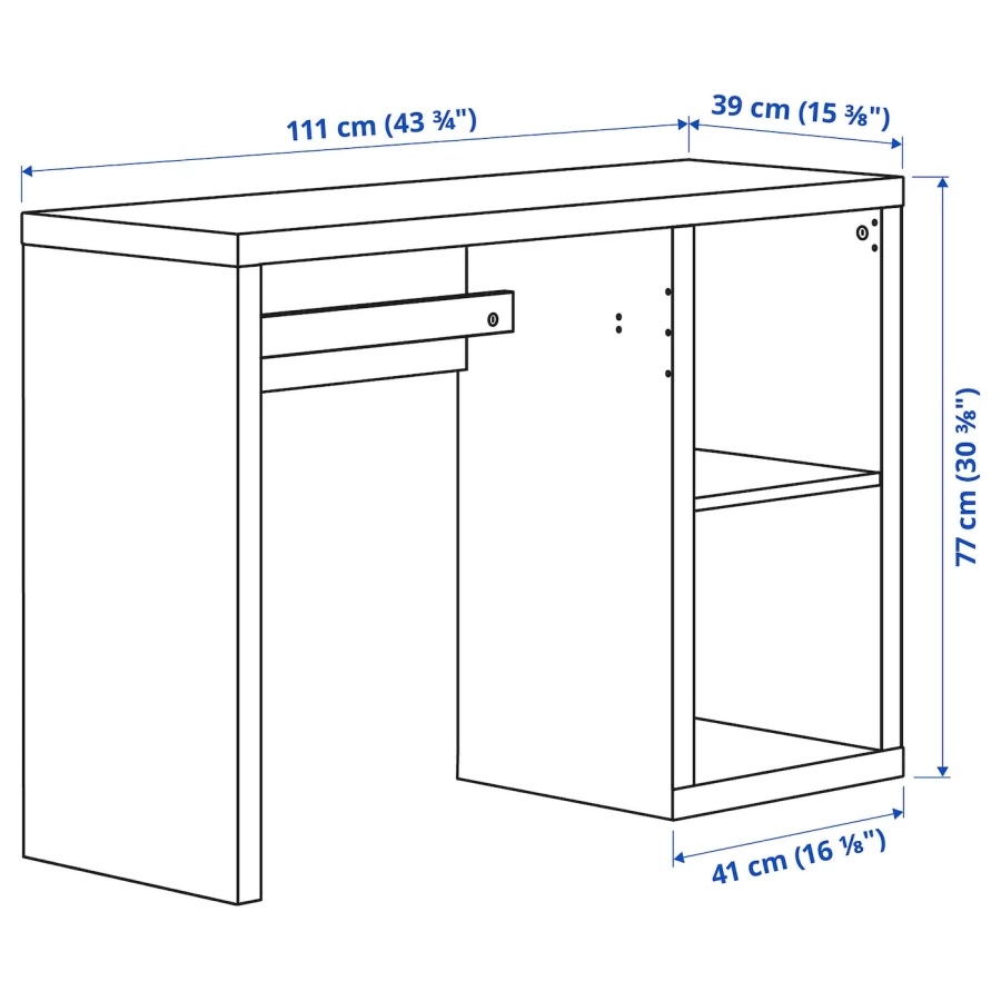 Письменный стол с полкой  - IKEA KALLAX/КАЛЛАКС ИКЕА, под беленый дуб, 77x111x39см (изображение №9)