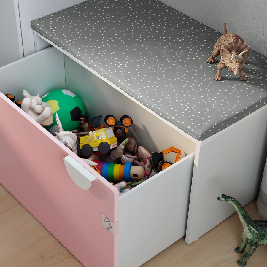 Шкаф детский - IKEA SMÅSTAD/SMASTAD, 90x50x48 см, белый/розовый, СМОСТАД ИКЕА (изображение №5)