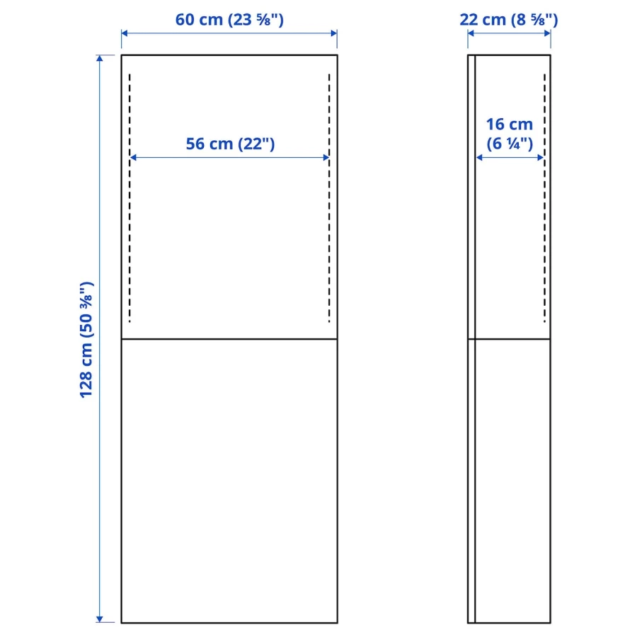 Навесной шкаф - IKEA BESTÅ, 60x22x128 см, белый, БЕСТО ИКЕА (изображение №6)