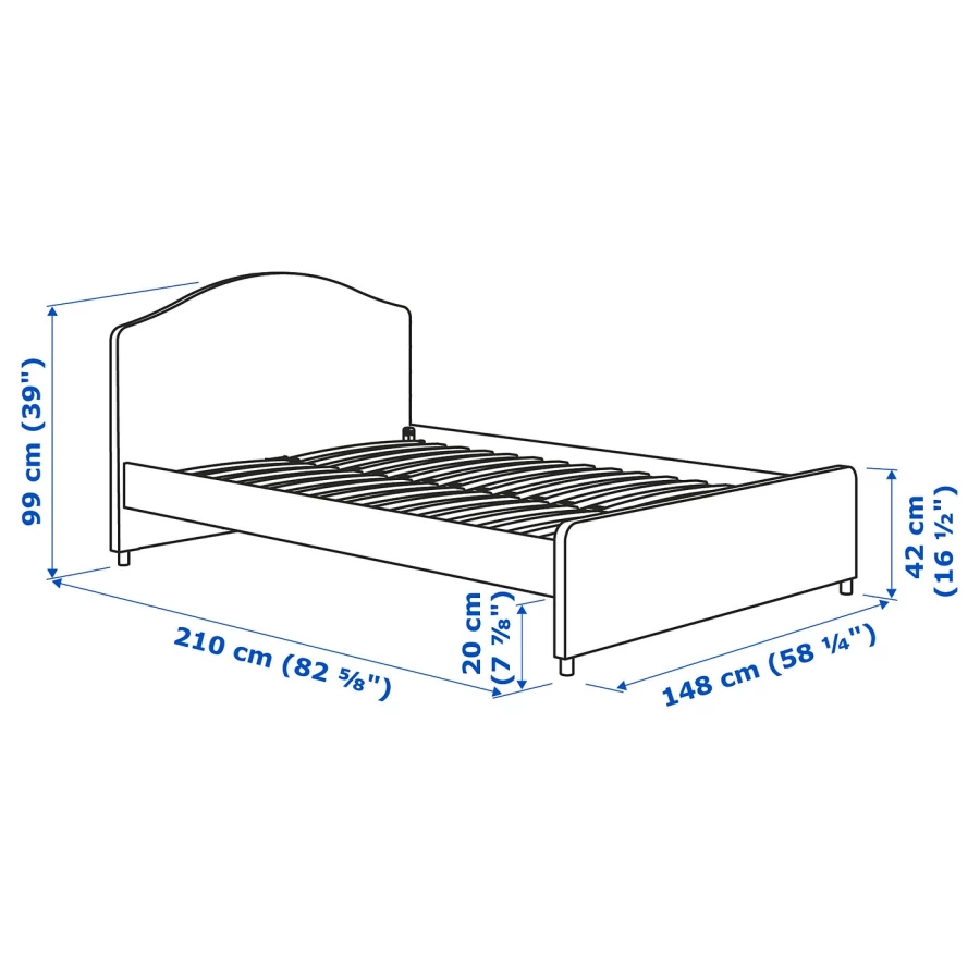 Комбинация мебели для спальни - IKEA HAUGA, 200x140см, серый/светло-серый, ХАУГА ИКЕА (изображение №9)