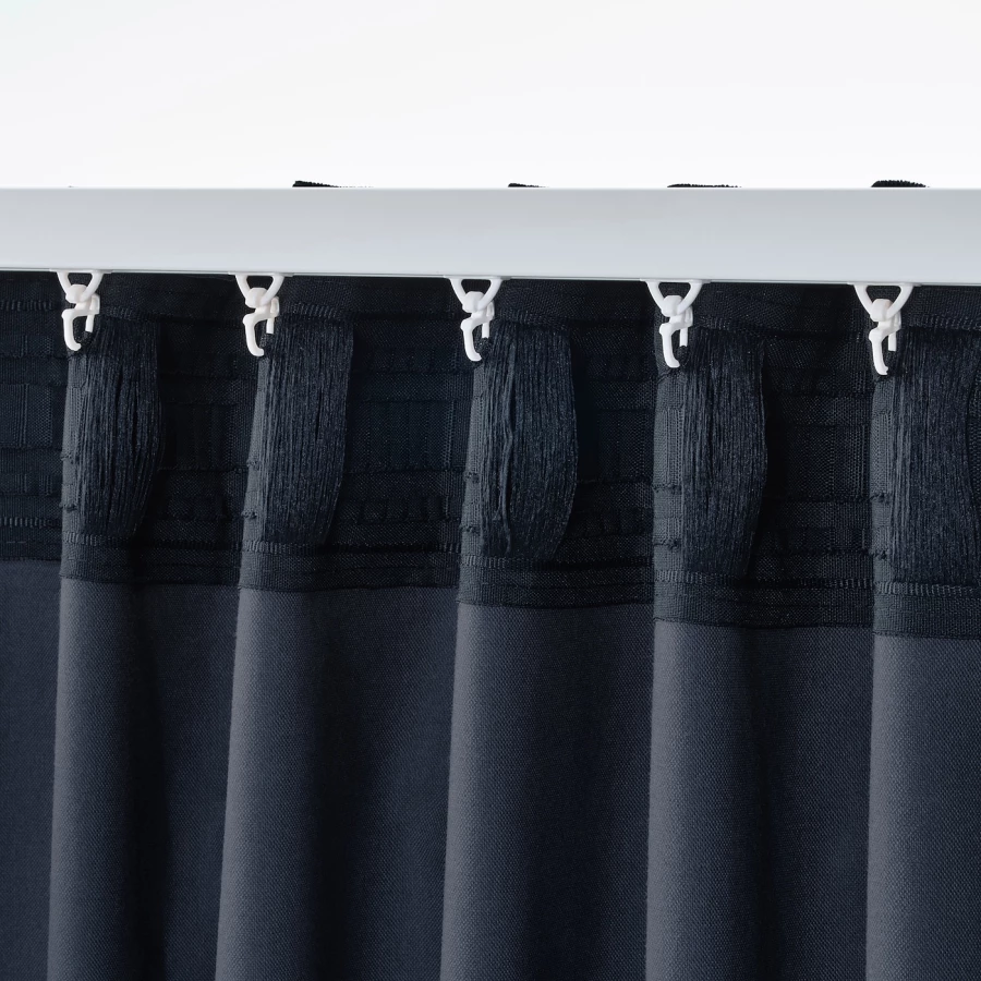 Затемняющая штора, 2 шт. - IKEA SANELA, 300х140 см, темно-синий, САНЕЛА ИКЕА (изображение №8)