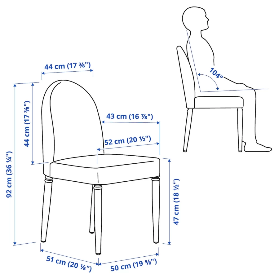 Стол и 4 стула - DANDERYD / DANDERYD IKEA/ ДАНДЕРИД ИКЕА, 130х80х75 см, черный/серый (изображение №5)