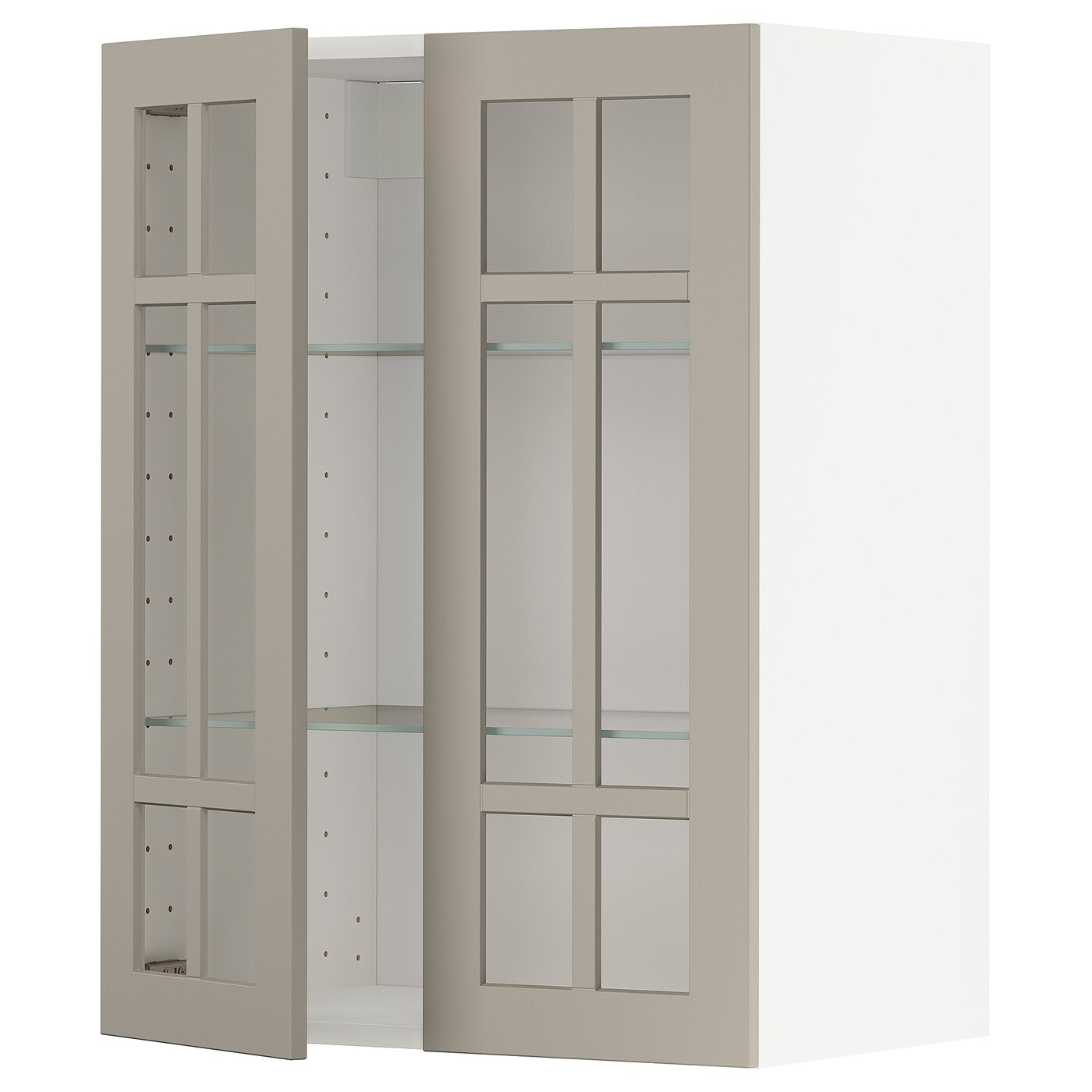 Шкаф и 2 стеклянные двери -  METOD IKEA/ МЕТОД ИКЕА, 80х60 см, белый/бежевый