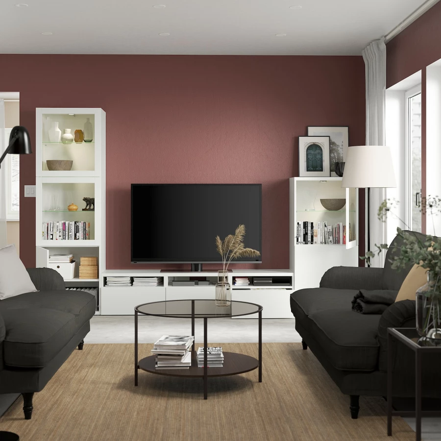 Комбинация для хранения ТВ - IKEA BESTÅ/BESTA, 193x42x300см, белый, БЕСТО ИКЕА (изображение №2)