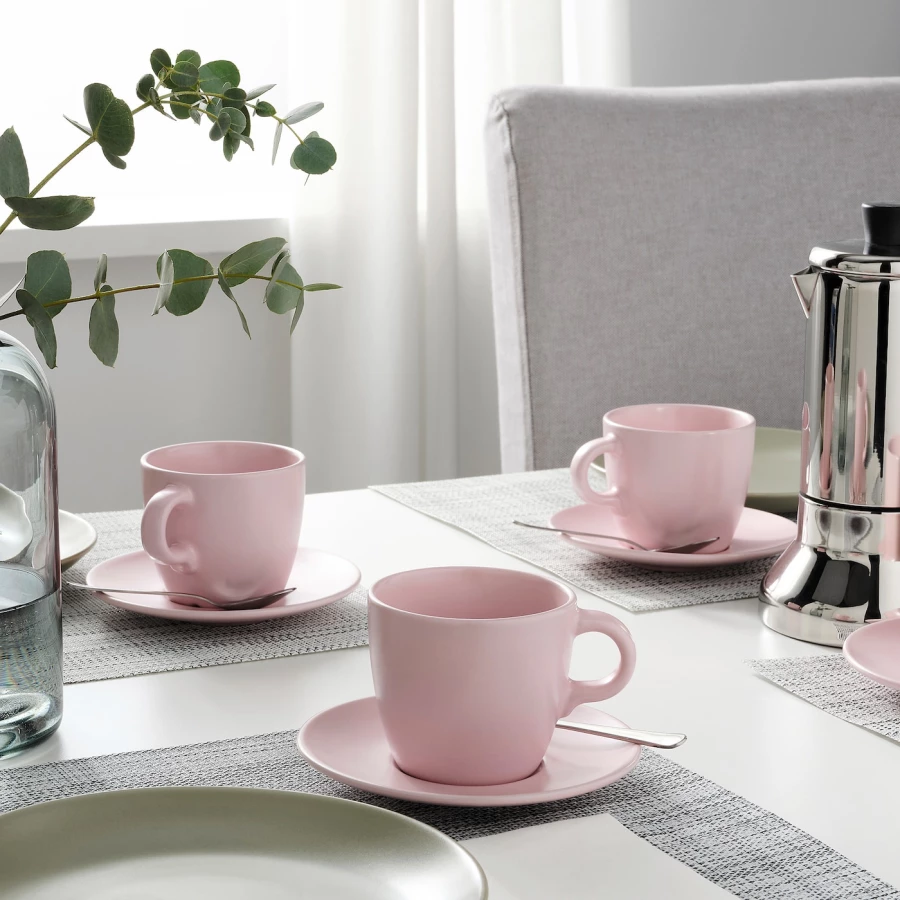 Чайный набор, 4 шт. - IKEA FÄRGKLAR/FARGKLAR, 250 мл, розовый, ФЭРГКЛАР ИКЕА (изображение №4)