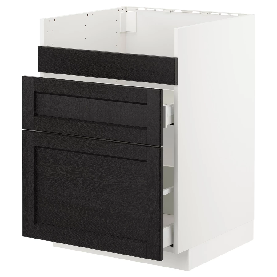 Шкаф под раковину/3 шт/2 шт - METOD / HAVSEN/MAXIMERA  IKEA/ МЕТОД/ХАВСЕН/МАКСИМЕРА ИКЕА, 88х60 см,  черный/белый (изображение №1)