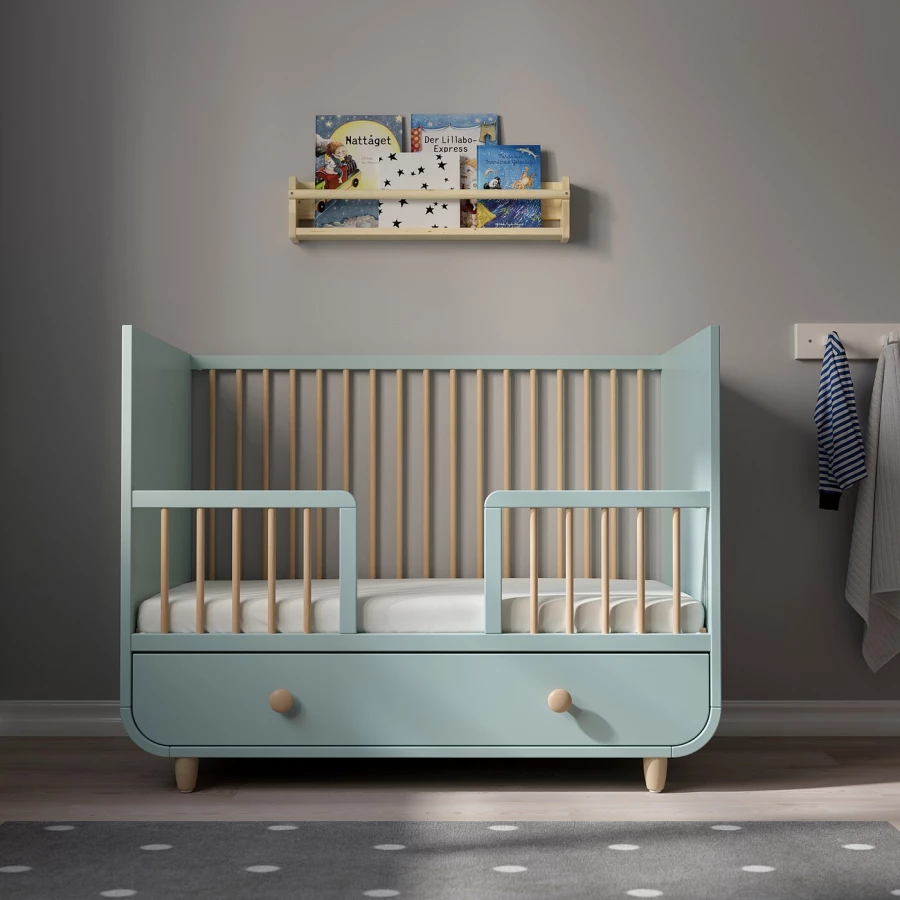 Кровать для новорожденных - IKEA MYLLRA, 60x120 см, голубой, МИЛЛРА  ИКЕА (изображение №10)