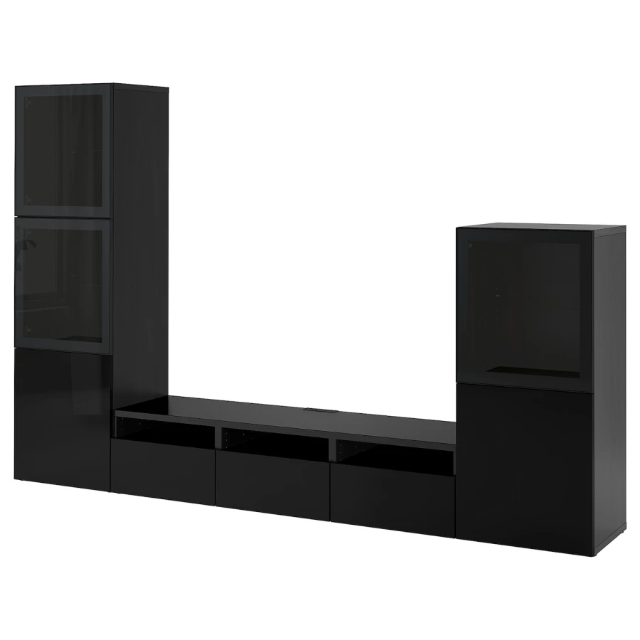 Комбинация для хранения ТВ - IKEA BESTÅ/BESTA, 193x42x300см, черный, БЕСТО ИКЕА (изображение №1)
