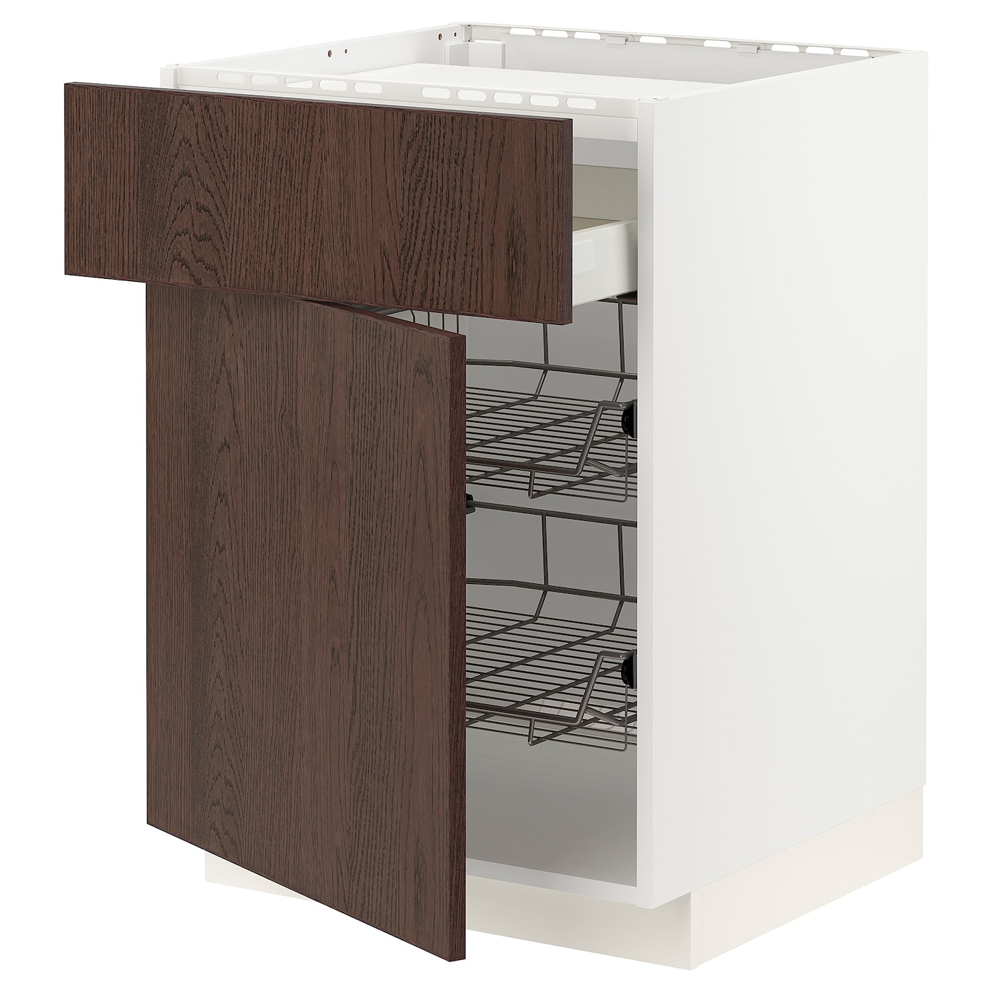 Напольный шкаф - IKEA METOD MAXIMERA, 88x62x60см, белый/темно-коричневый, МЕТОД МАКСИМЕРА ИКЕА