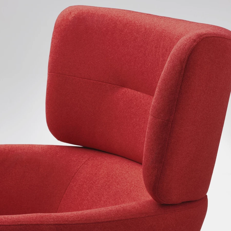 Кресло с подлокотником и пуф - IKEA OSKARSHAMN, 82х96х101 см, красный, ОСКАРСХАМН ИКЕА (изображение №6)