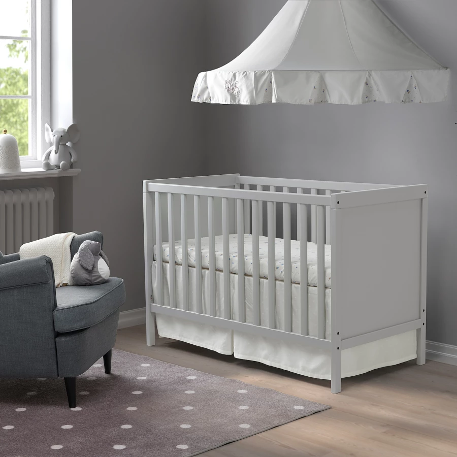 Кровать для новорожденных - IKEA SUNDVIK, 60x120 см, серый, СУНДВИК ИКЕА (изображение №2)