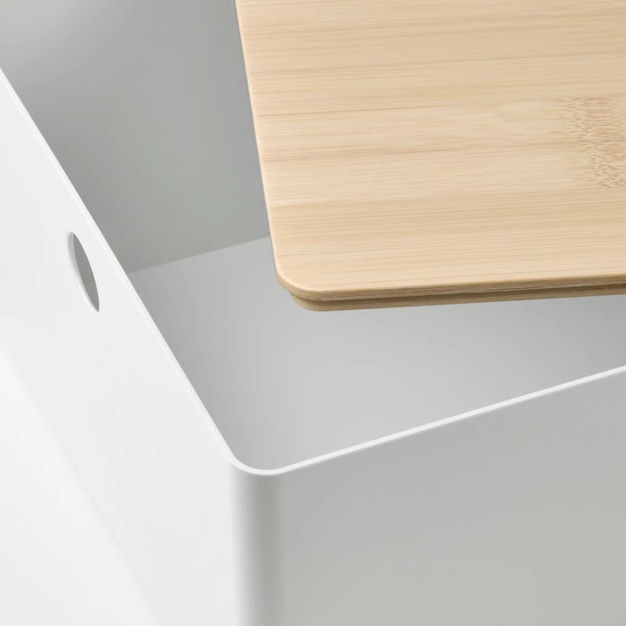 Коробка с крышкой - KUGGIS IKEA/ КУГГИС ИКЕА,  белый / под беленый дуб (изображение №2)