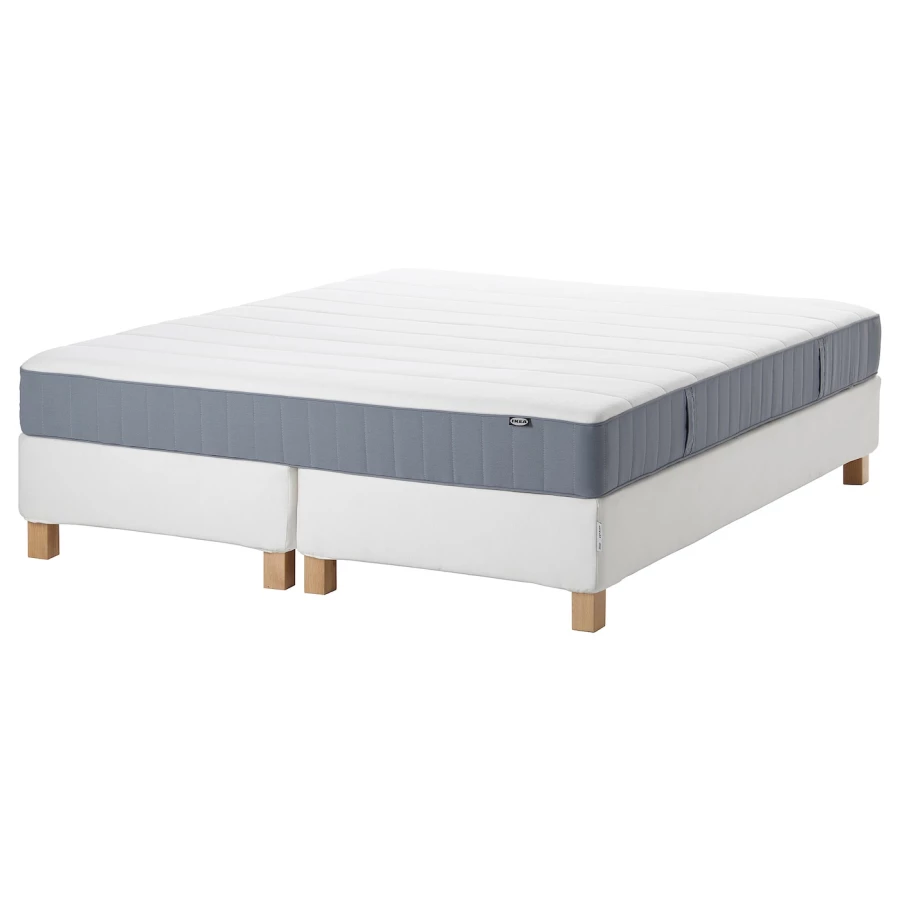 Континентальная кровать - IKEA ESPEVÄR/VESTERÖY/ESPEVAR/VESTEROY, 200х180 см, жесткий матрас, белый, ЭСПЕВАР/ВЕСТЕРОЙ ИКЕА (изображение №1)