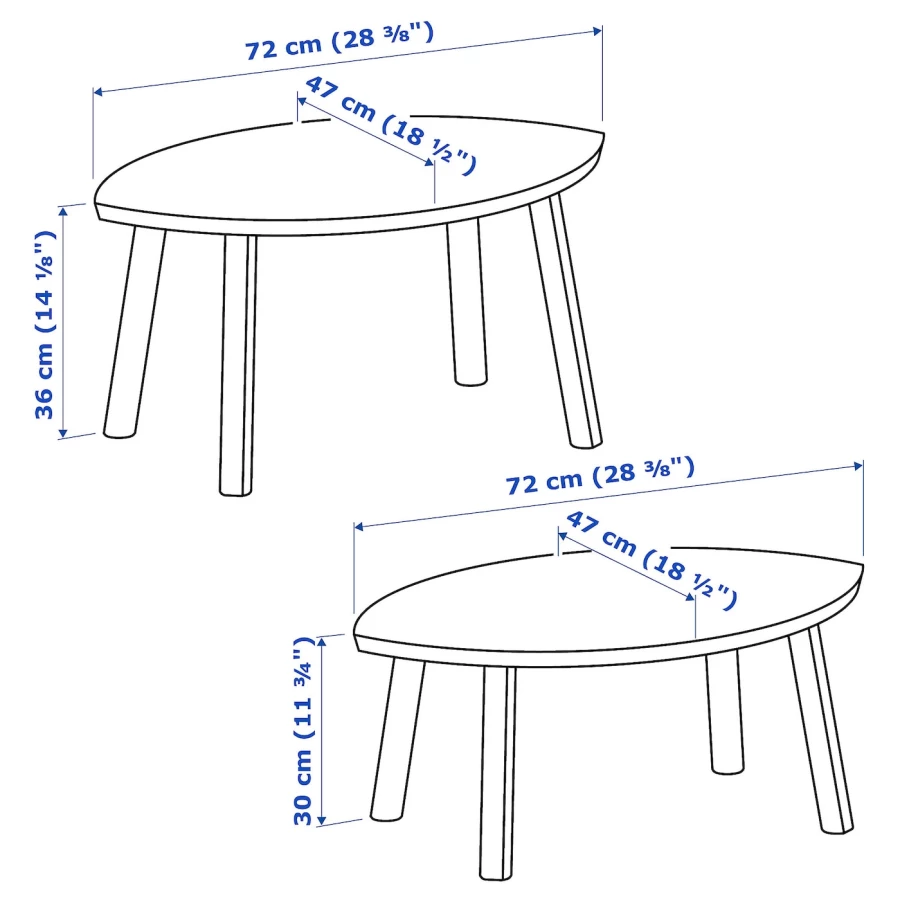 Комплект столов, 2 шт - IKEA STOCKHOLM/ИКЕА СТОКГОЛЬМ, шпон грецкого ореха, 72х47х36 см (изображение №6)