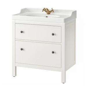 Шкаф под умывальник с 2 ящиками - HEMNES / RÄTTVIKEN IKEA/ ХЕМНЭС/РЕТТВИКЕН ИКЕА, 93х82 см, белый