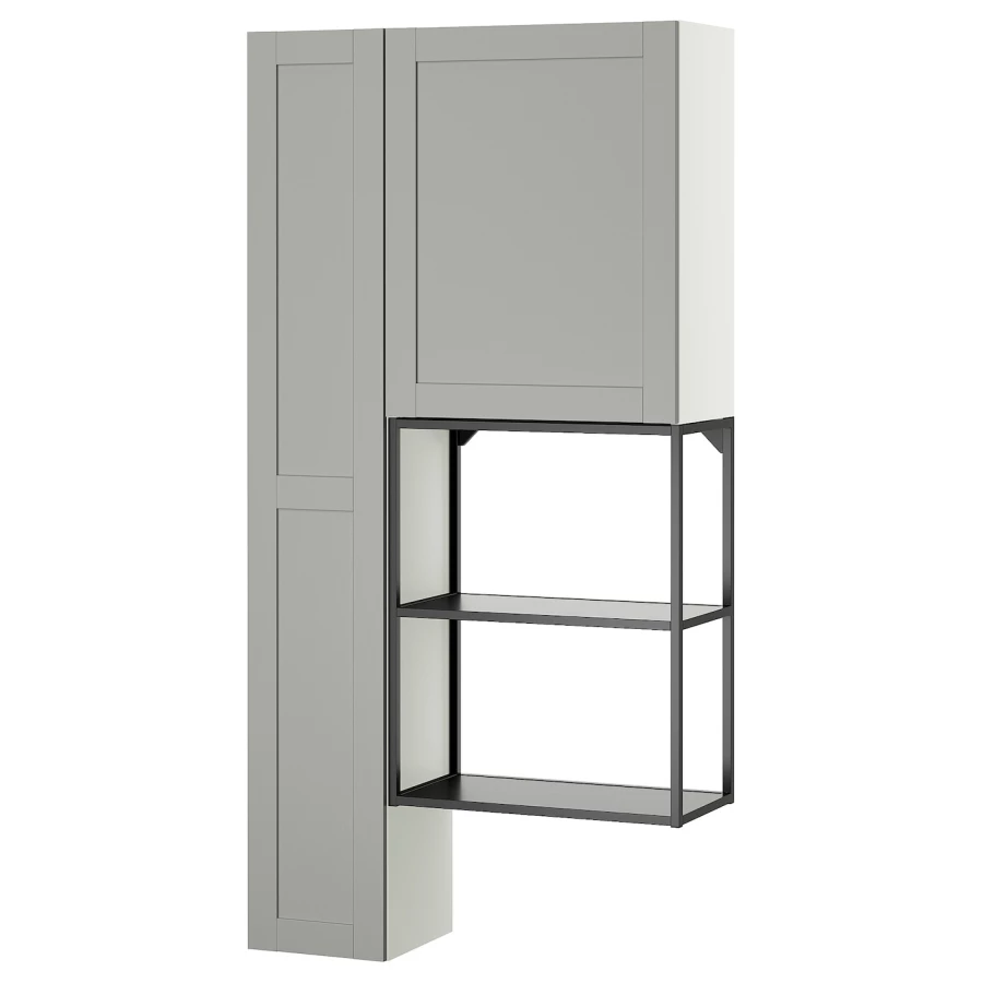 Книжный шкаф -  ENHET IKEA/ ЭНХЕТ ИКЕА, 180х90 см, белый/серый (изображение №1)