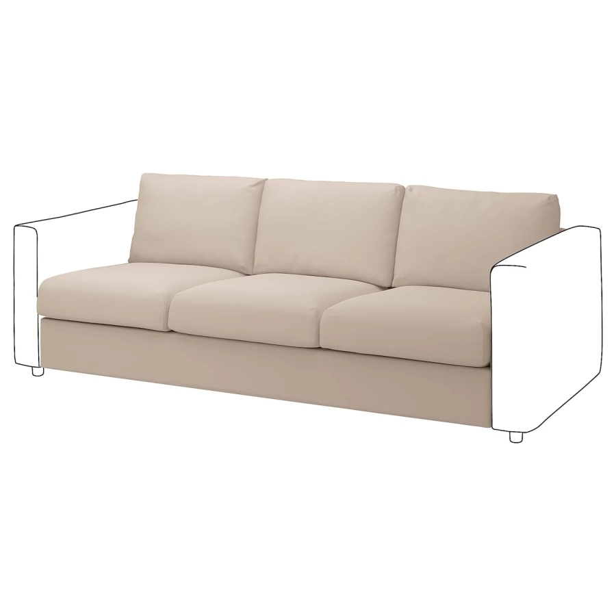Чехол для 3-местной секции дивана - IKEA VIMLE/ВИМЛЕ ИКЕА , бежевый (изображение №1)