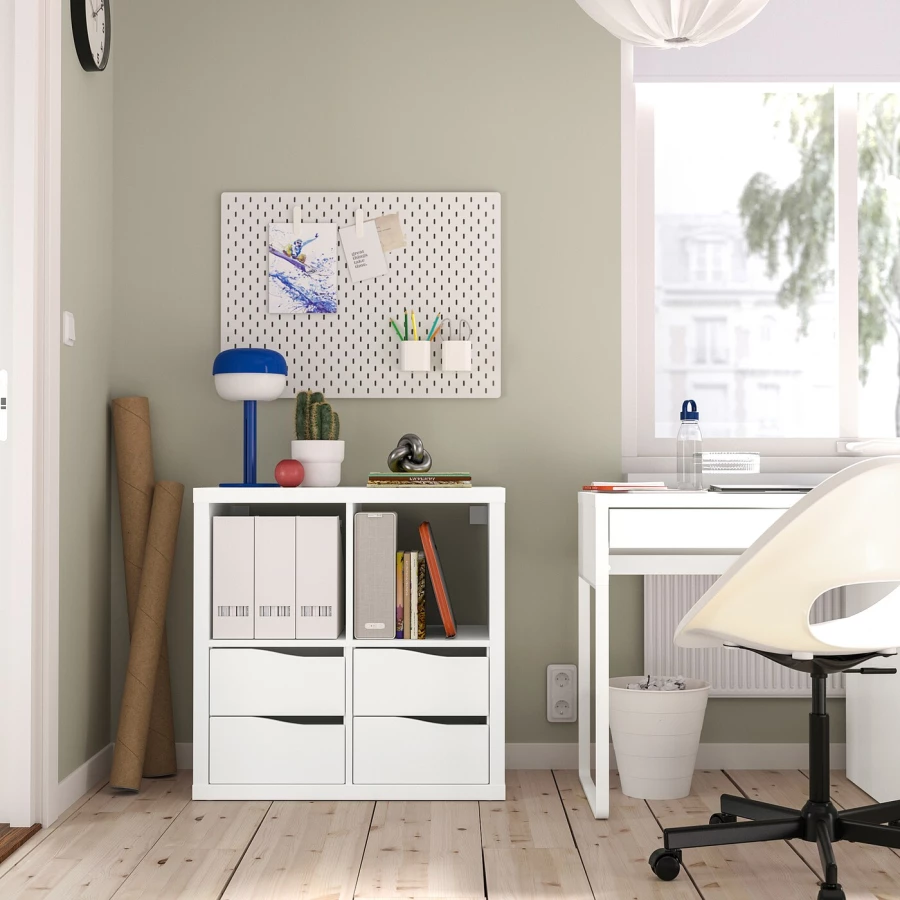 Книжный шкаф - IKEA KALLAX/КАЛЛАКС ИКЕА, 77х39х77 см, белый (изображение №2)