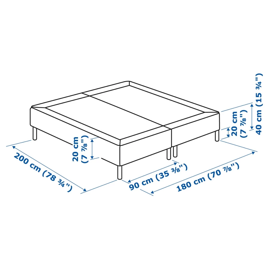 Каркас кровати - LYNGÖR / LYNGОR IKEA/ ЛЮНГЕРЬ ИКЕА, 180х200 см, серый (изображение №6)