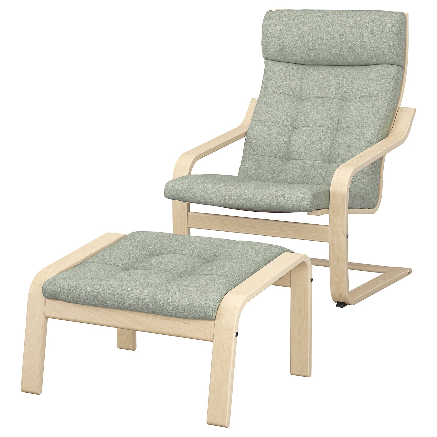 Кресло/табурет для ног - POÄNG / POАNG  IKEA/ ПОЭНГ ИКЕА,  72х66х7 см , зеленый/бежевый
