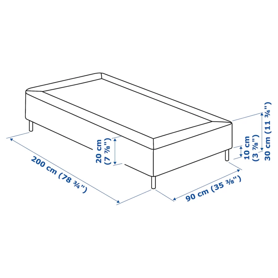 Каркас кровати - LYNGÖR / LYNGОR IKEA/ ЛЮНГЕРЬ ИКЕА,  90х200 см,  серый (изображение №6)