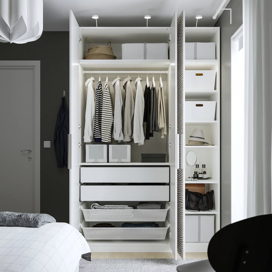 Шкаф - IKEA PAX/MISTUDDEN/ПАКС/МИСТУДДЕН ИКЕА, 60х150х236,4 см, белый/серый (изображение №3)