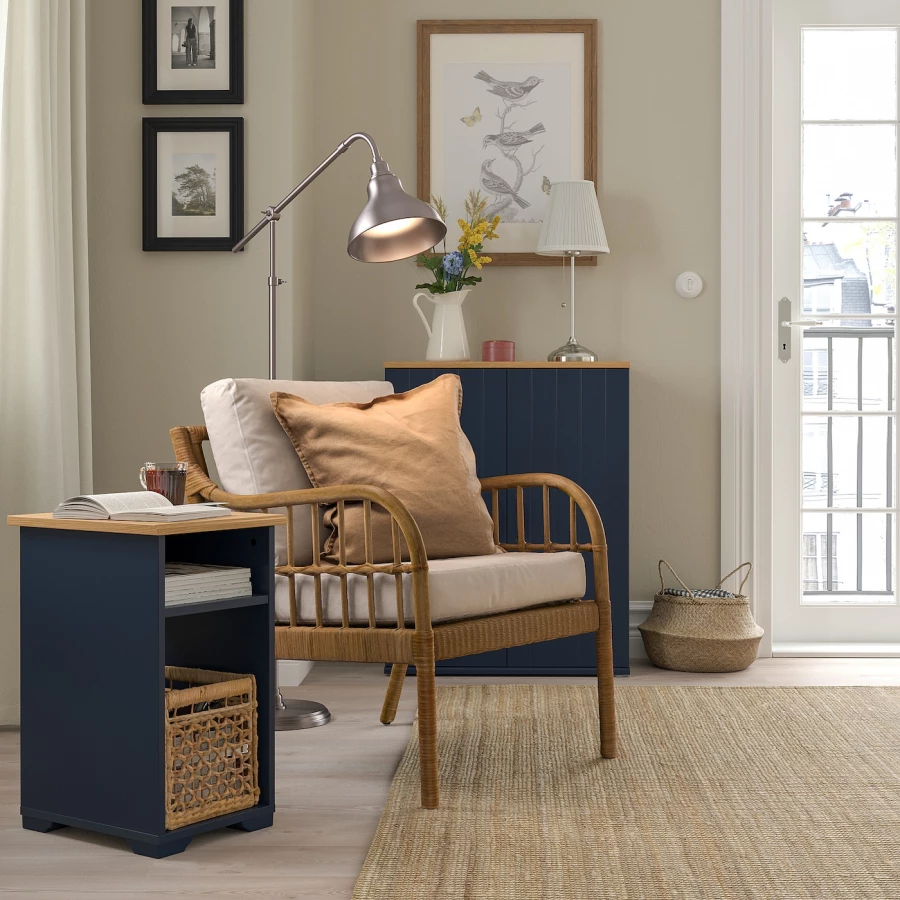 Столик придиванный - IKEA SKRUVBY/ СКРУБВИ ИКЕА, 58х40х32 см, синий/коричневый (изображение №3)