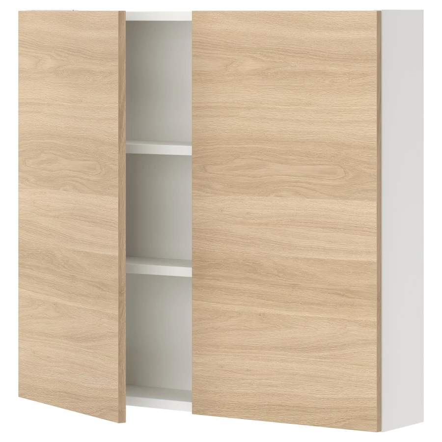 Настенный шкаф для ванной комнаты - ENHET IKEA/ ЭНХЕТ ИКЕА, 80х75х17 см, коричневый/белый (изображение №1)