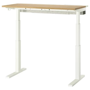 Письменный стол с регулировкой по высоте - IKEA MITTZON/МИТТЗОН ИКЕА, 120х60х62-126 см, белый/светло-коричневый