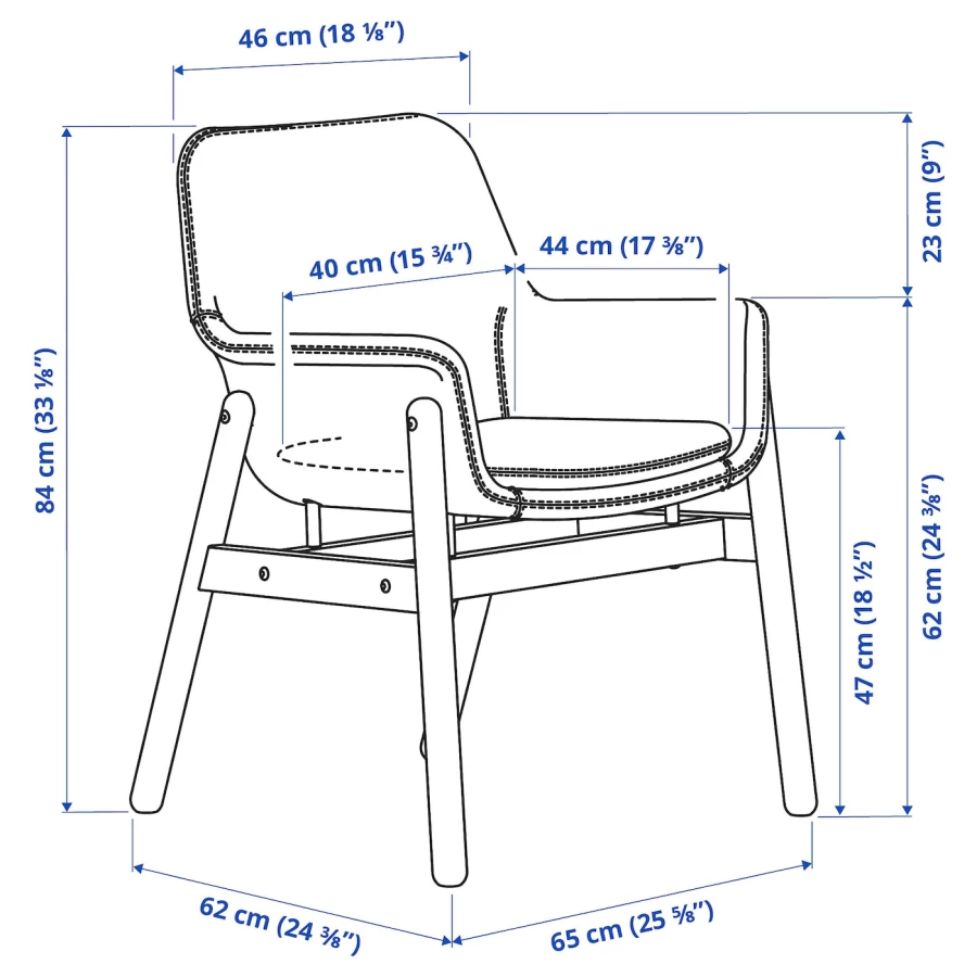 Стул с подлокотниками  - VEDBO IKEA/ВЕДБО ИКЕА, 84х65х61 см, серый (изображение №5)