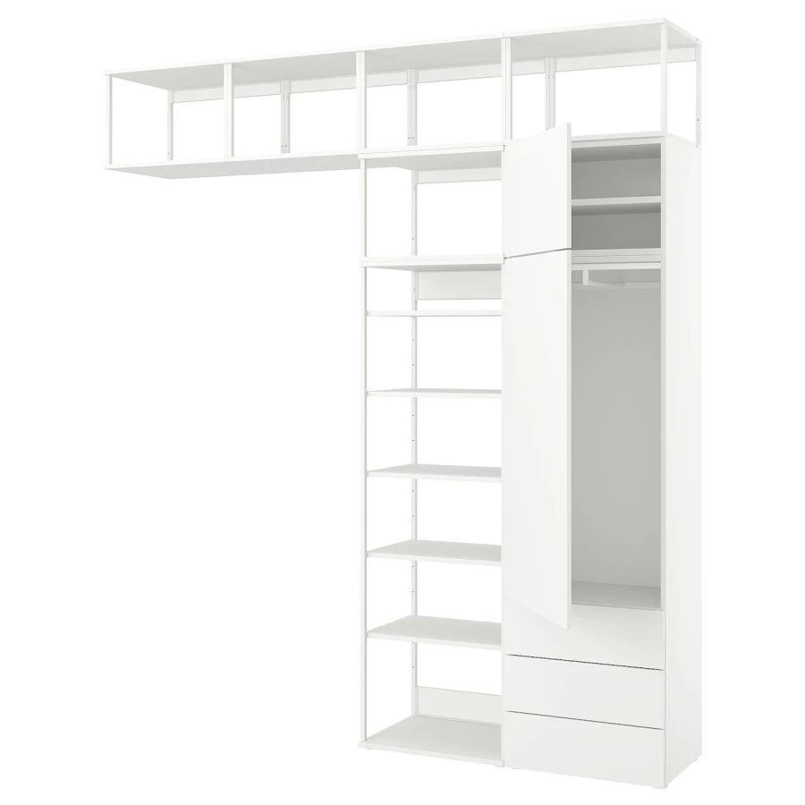 Шкаф с 2 дверцами + 3 ящикаим - IKEA PLATSA/ПЛАТСА ИКЕА, 42х240х261 см, белый (изображение №1)