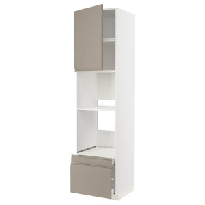 Высокий шкаф с ящиками - IKEA METOD/MAXIMERA/МЕТОД/МАКСИМЕРА ИКЕА, 240х60х60 см, белый/бежевый