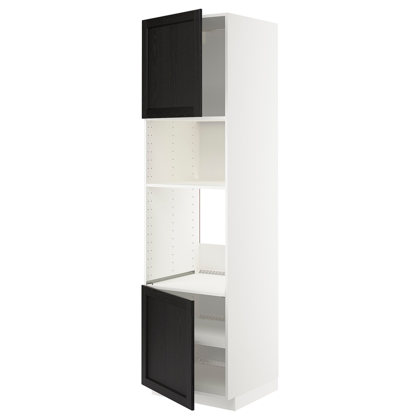 Кухонный шкаф-пенал - IKEA METOD/МЕТОД ИКЕА, 220х60х60 см, белый/черный