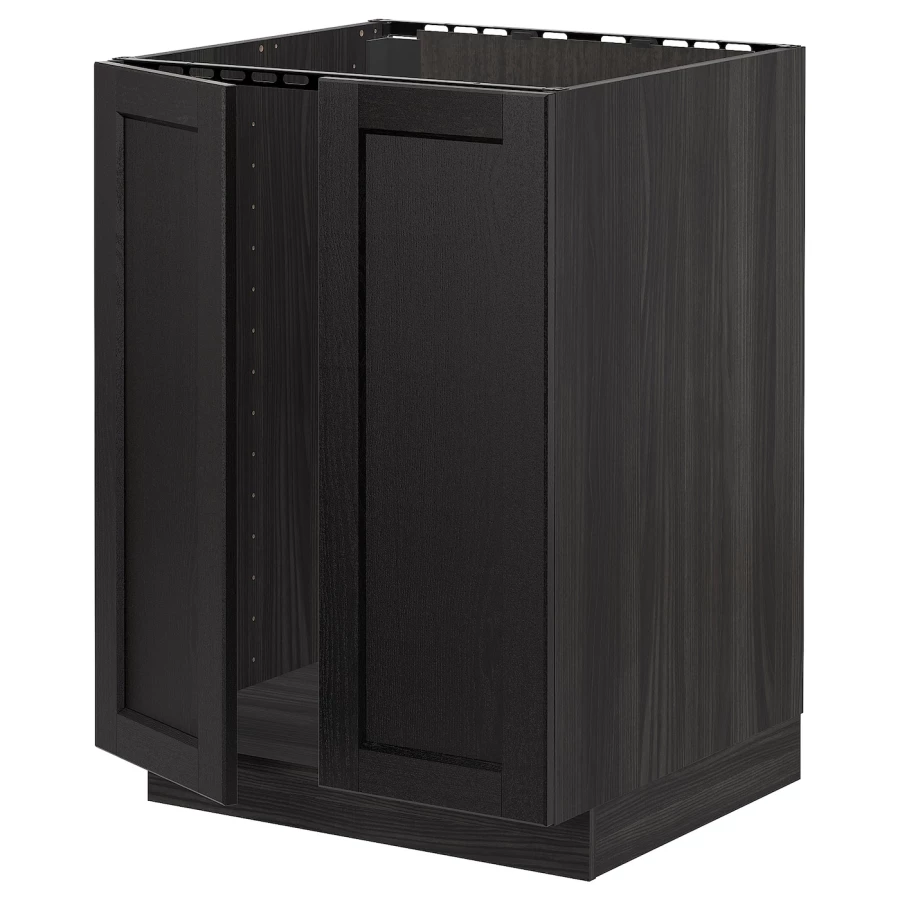 Шкаф под раковину/2 дверцы - METOD IKEA/ МЕТОД ИКЕА, 88х60 см. черный (изображение №1)