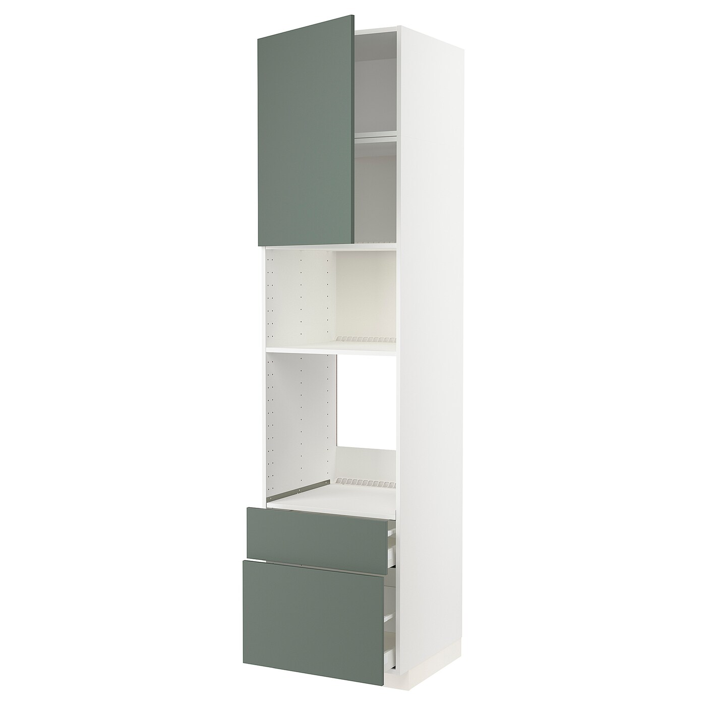Высокий шкаф с ящиками - IKEA METOD/MAXIMERA/МЕТОД/МАКСИМЕРА ИКЕА, 240х60х60 см, белый/темно-зеленый