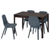 Стол и 4 стула - IKEA EKEDALEN/ODGER/ЭКЕДАЛЕН/ОДГЕР ИКЕА, 120х180х80 см, темно-коричневый/темно-голубой