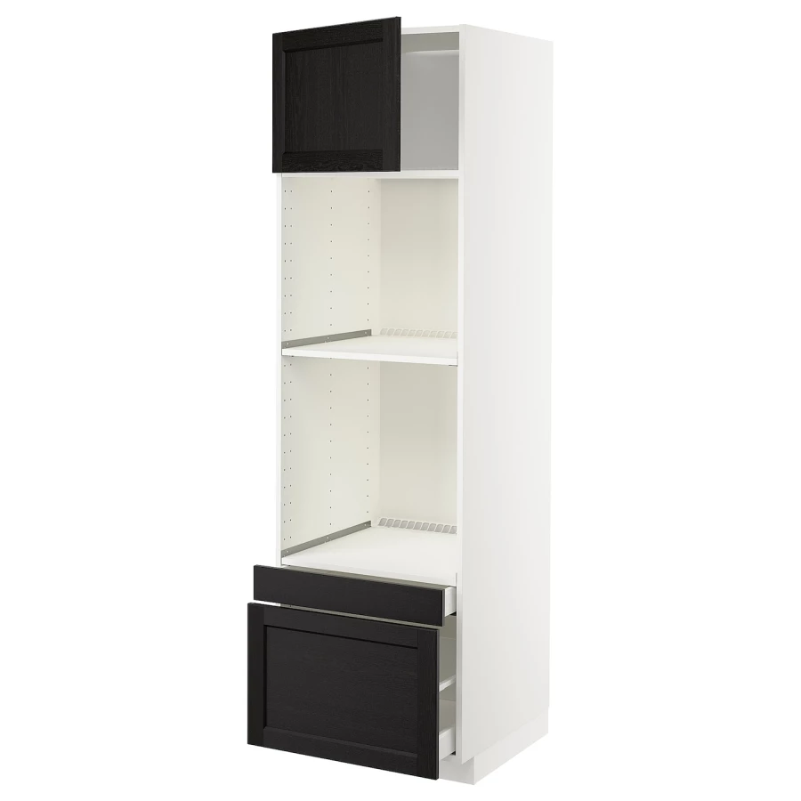 Высокий шкаф с ящиками - IKEA METOD/MAXIMERA/МЕТОД/МАКСИМЕРА ИКЕА, 200х60х60 см, белый/черный (изображение №1)