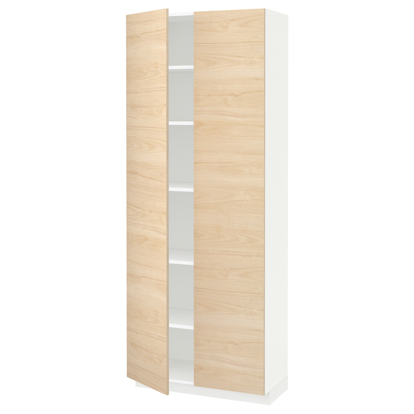 Высокий кухонный шкаф с полками - IKEA METOD/МЕТОД ИКЕА, 200х37х80 см, белый/под беленый дуб