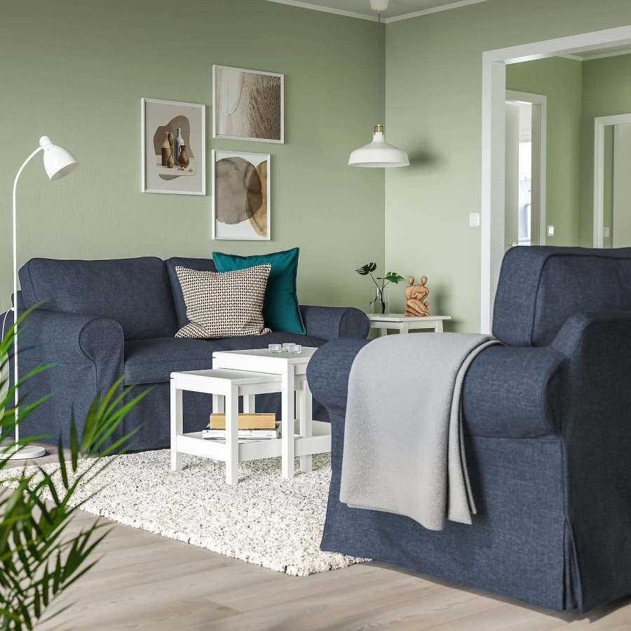 2-местный диван - IKEA EKTORP/ЭКТОРП ИКЕА, 88х88х179 см, темно-синий (изображение №2)