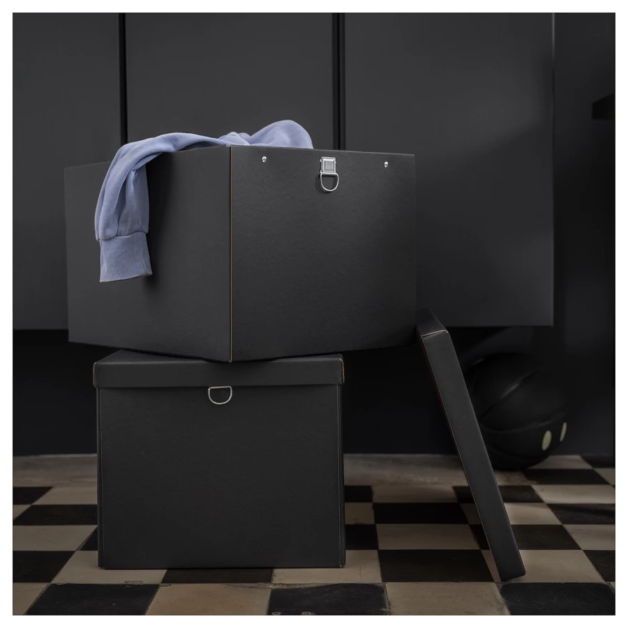 Контейнер с крышкой - NIMM  IKEA/ НИММ ИКЕА, 50х35х30 см, черный (изображение №2)