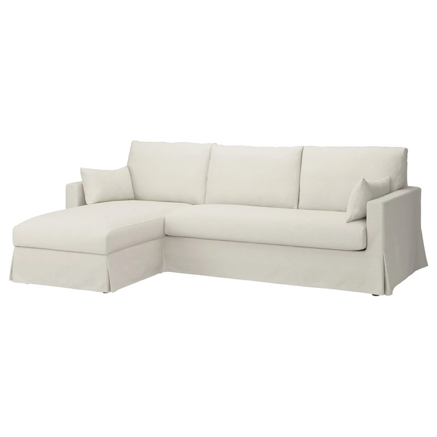 Чехол на 3-местный диван с шезлонгом - HYLTARP IKEA/ ХУЛТАРП ИКЕА, серо-белый (изображение №1)