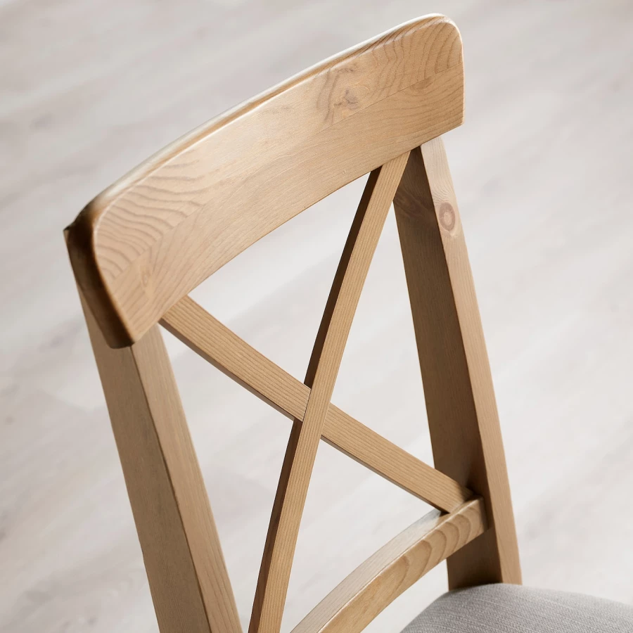 Стул деревянный с мягким сиденьем - IKEA INGOLF/ИНГОЛЬФ ИКЕА, 91х43х53 см,   коричневый (изображение №7)