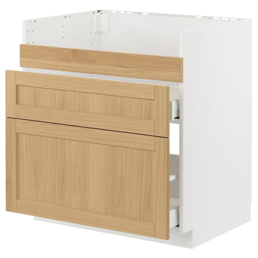 Напольный шкаф - METOD / MAXIMERA IKEA/ МЕТОД/ МАКСИМЕРА ИКЕА,  80х60 см, белый/под беленый дуб (изображение №1)