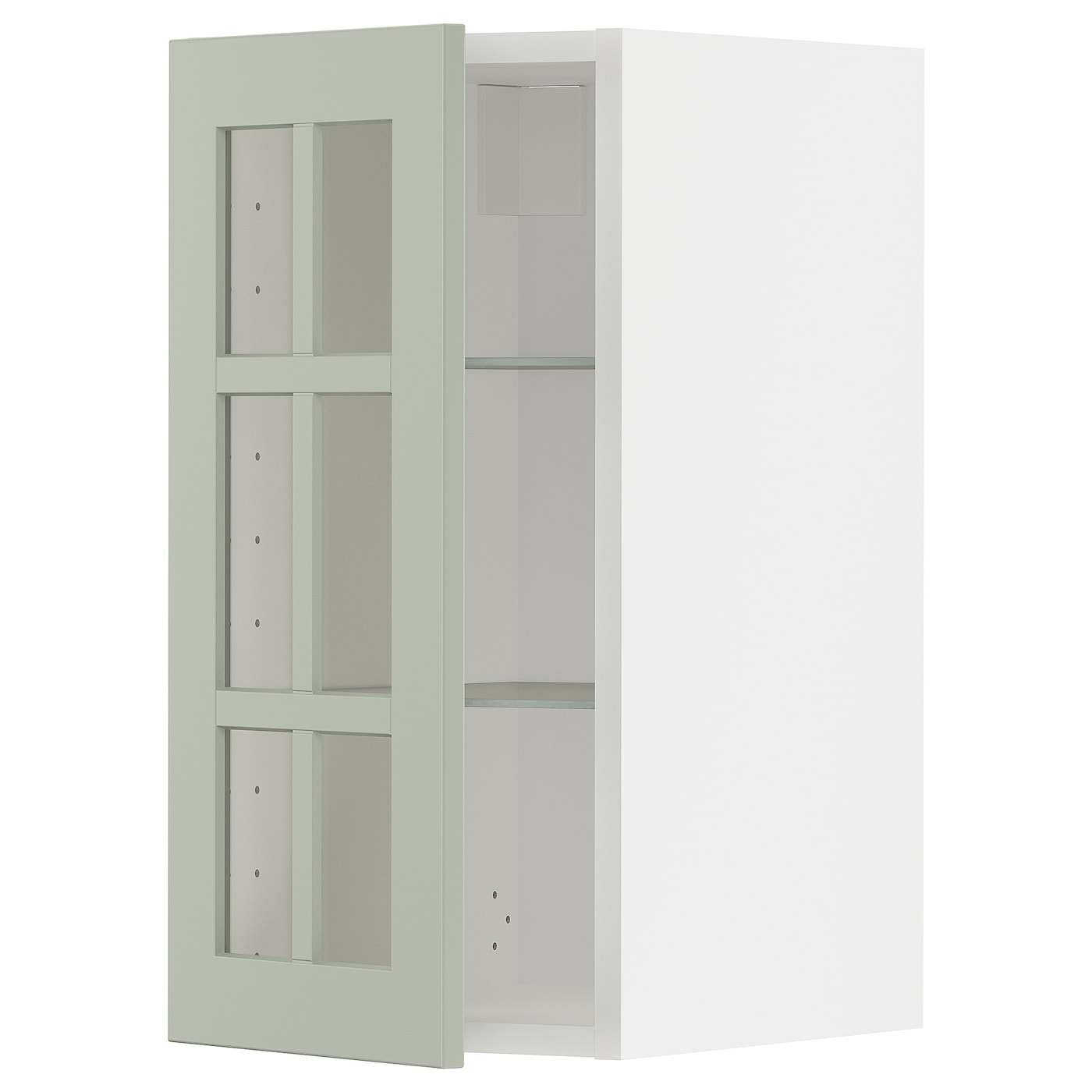 Шкаф со стеклянными дверцами -  METOD  IKEA/  МЕТОД ИКЕА, 60х30 см, белый/зеленый