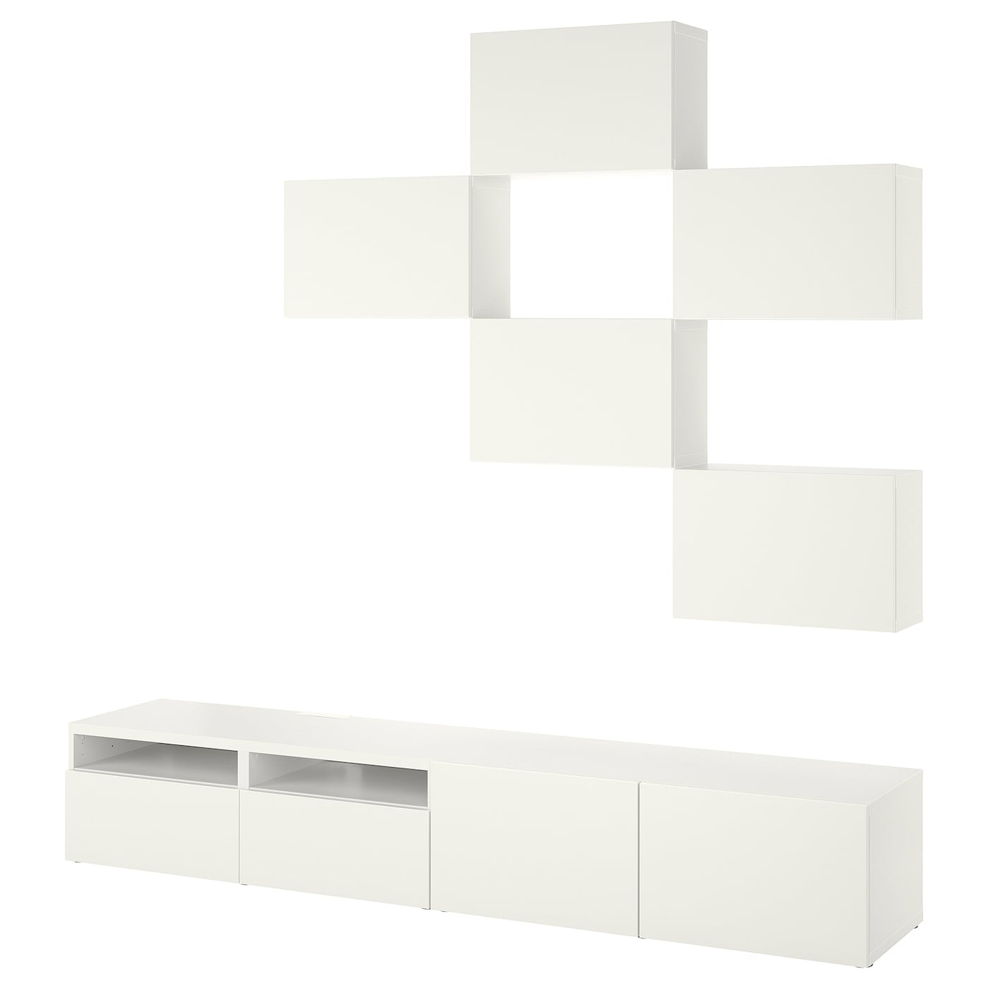 Шкаф для ТВ - IKEA BESTÅ/BESTA, 240x42x230 см, белый, Бесто ИКЕА
